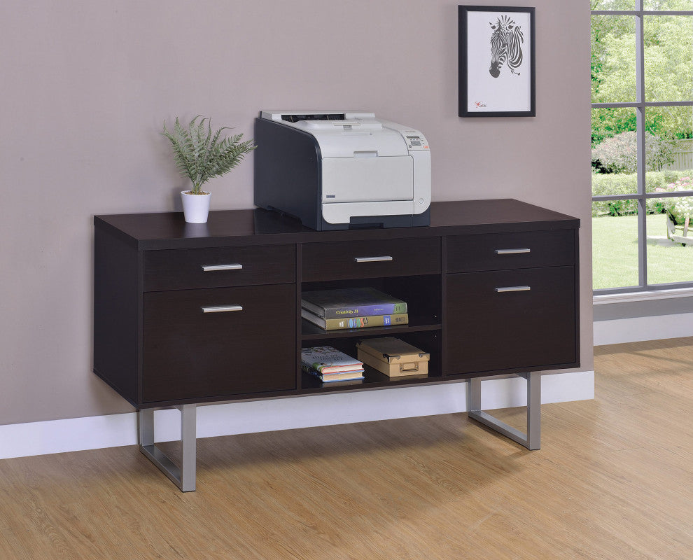 5-Drawer Desk With Adjustable Shelf, Cappuccino