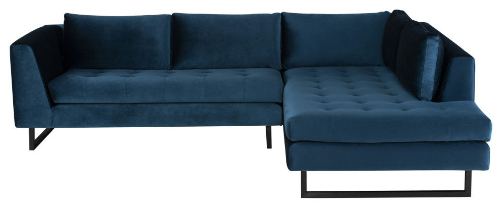 Janis Midnight Blue Fabric Sectional Sofa, HGSC532
