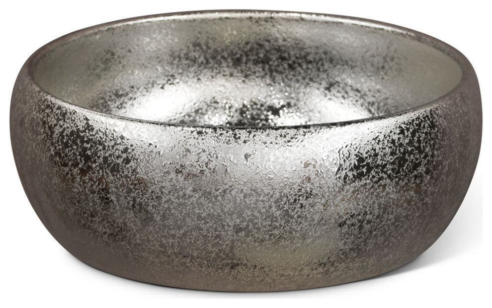 15in Silver Textured Oriental Porcelain Basin
