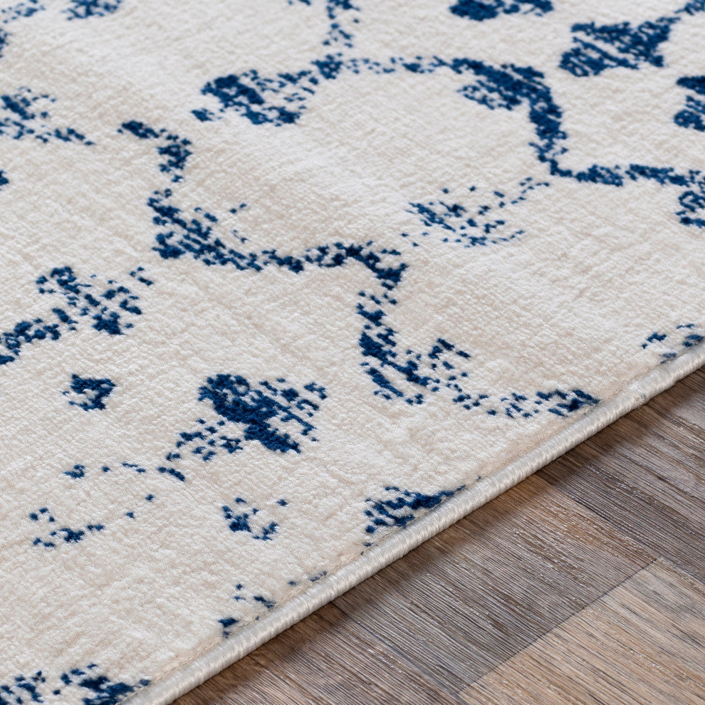 Surya Roma ROM-2342 6'7"x9' Rug, Dark Blue/White