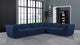 Miramar Linen Textured Fabric  6-Piece Modular L-Shaped Sectional, Navy