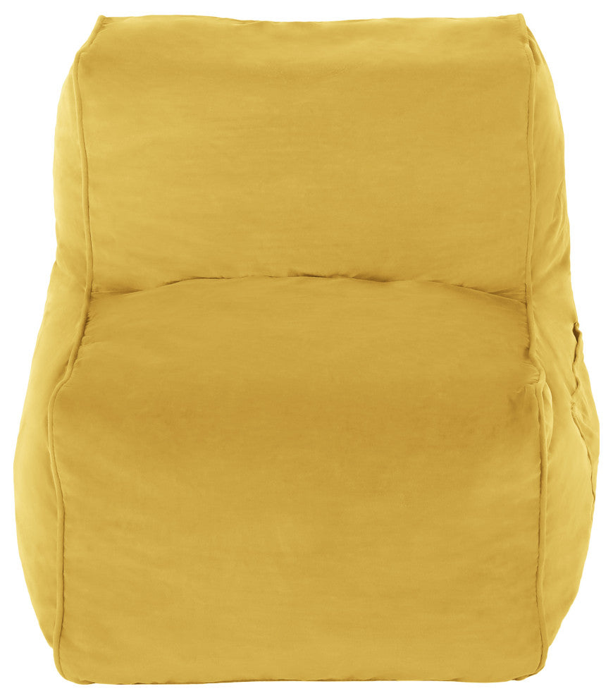 Caraway Modern Velvet Bean Bag Chair, Yellow
