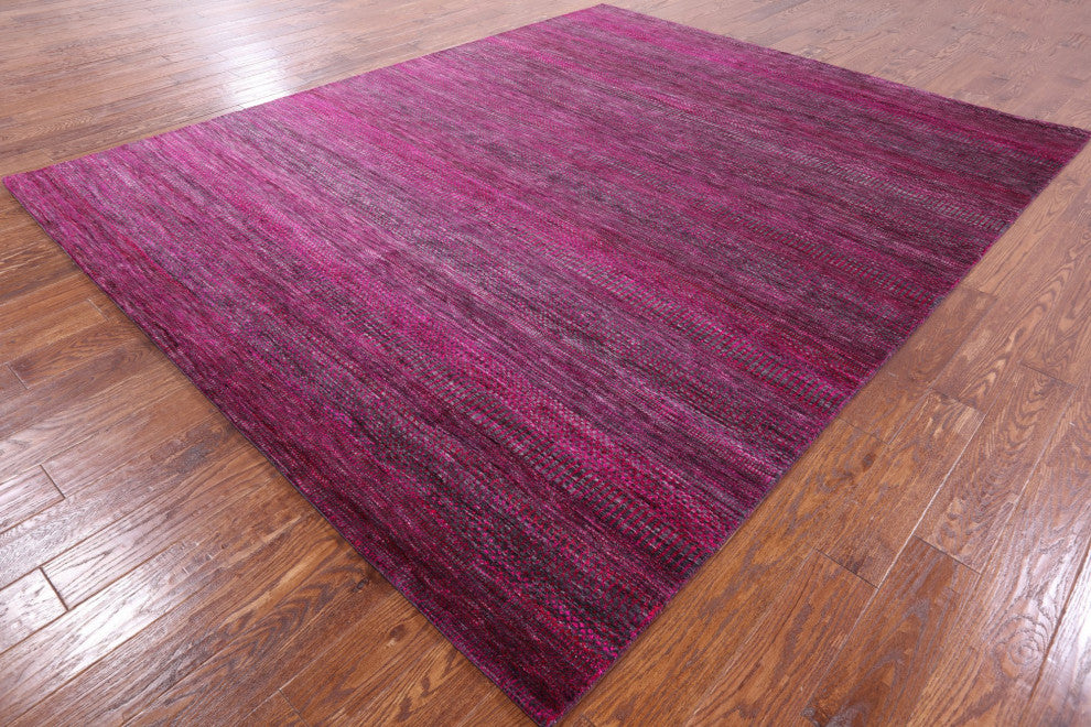 8' 2" X 10' 1" Wool and Silk Super Savannah Gabbeh Hand-Knotted Rug Q6109