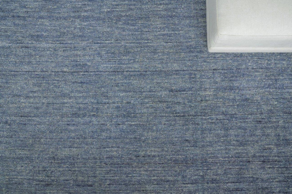 Catalina Handmade Hand Loomed Wool and Bamboo Silk Blue Area Rug, 5'x8'