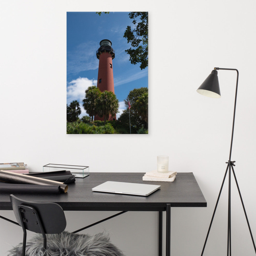 Jupiter Lighthouse 2 Color Coastal Landscape Canvas Wall Art Print, 24" X 36"