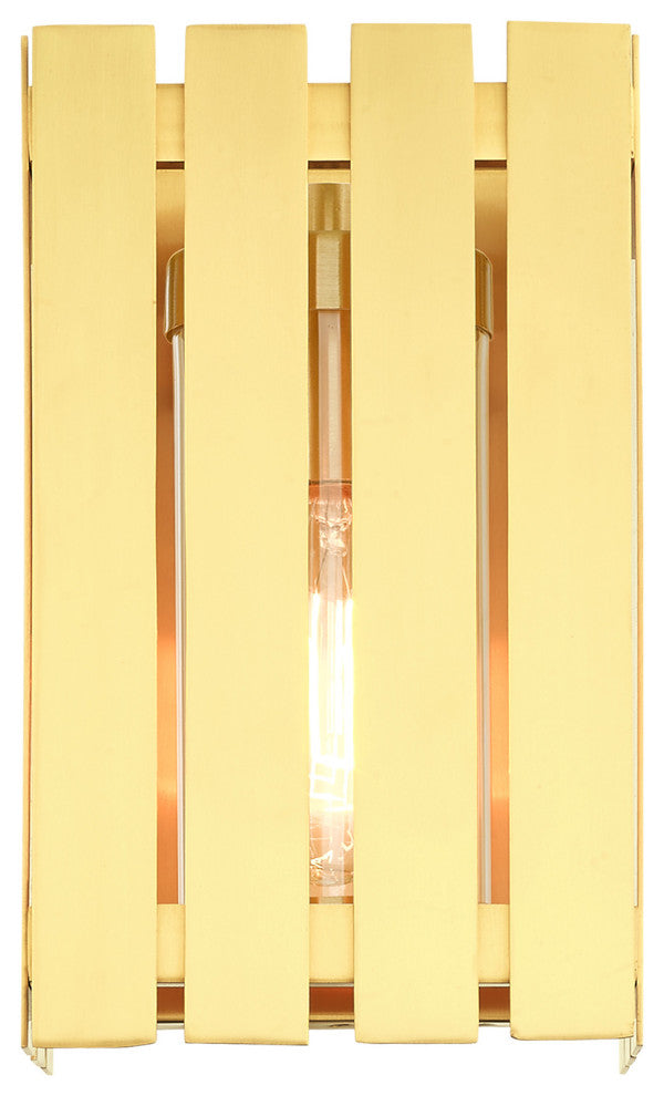 Livex Lighting Greenwich 1 Light Satin Brass Small Outdoor Wall Lantern