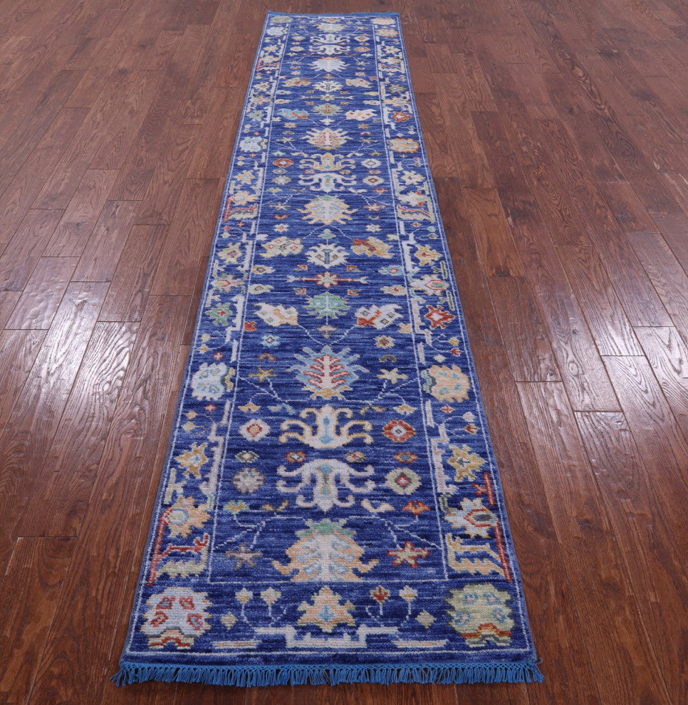 Turkish Oushak Handmade Wool Runner Rug 2' 6" X 11' 10" - Q14982