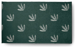 Feather Pattern Fall Design Chenille Area Rug, Green, 3'x5'