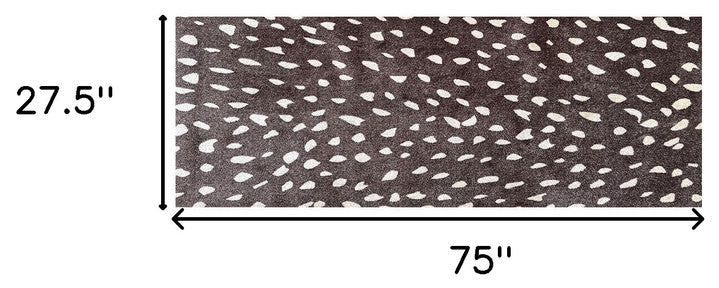 2' X 6' Chocolate Animal Print Washable Runner Rug With Uv Protection