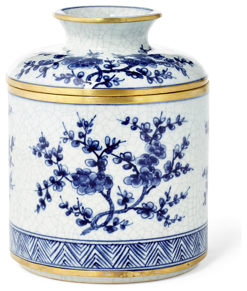 Blossom Tissue Box, Blue and White