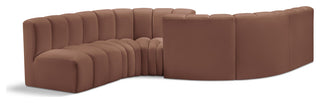 Arc Vegan Leather Upholstered 6-Pc. Facing Modular Sectional, Cognac