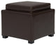 Cameron Square Leather Storage Ottoman - Brown