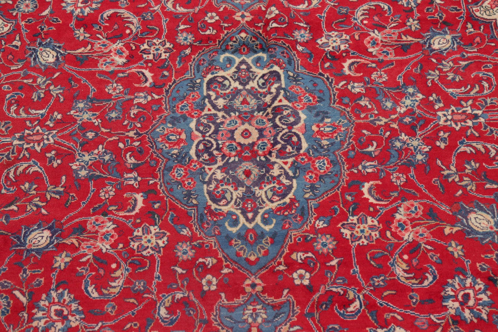 Consigned, Vintage Oriental Handmade Persian Traditional Area Rug, Red, 10x14