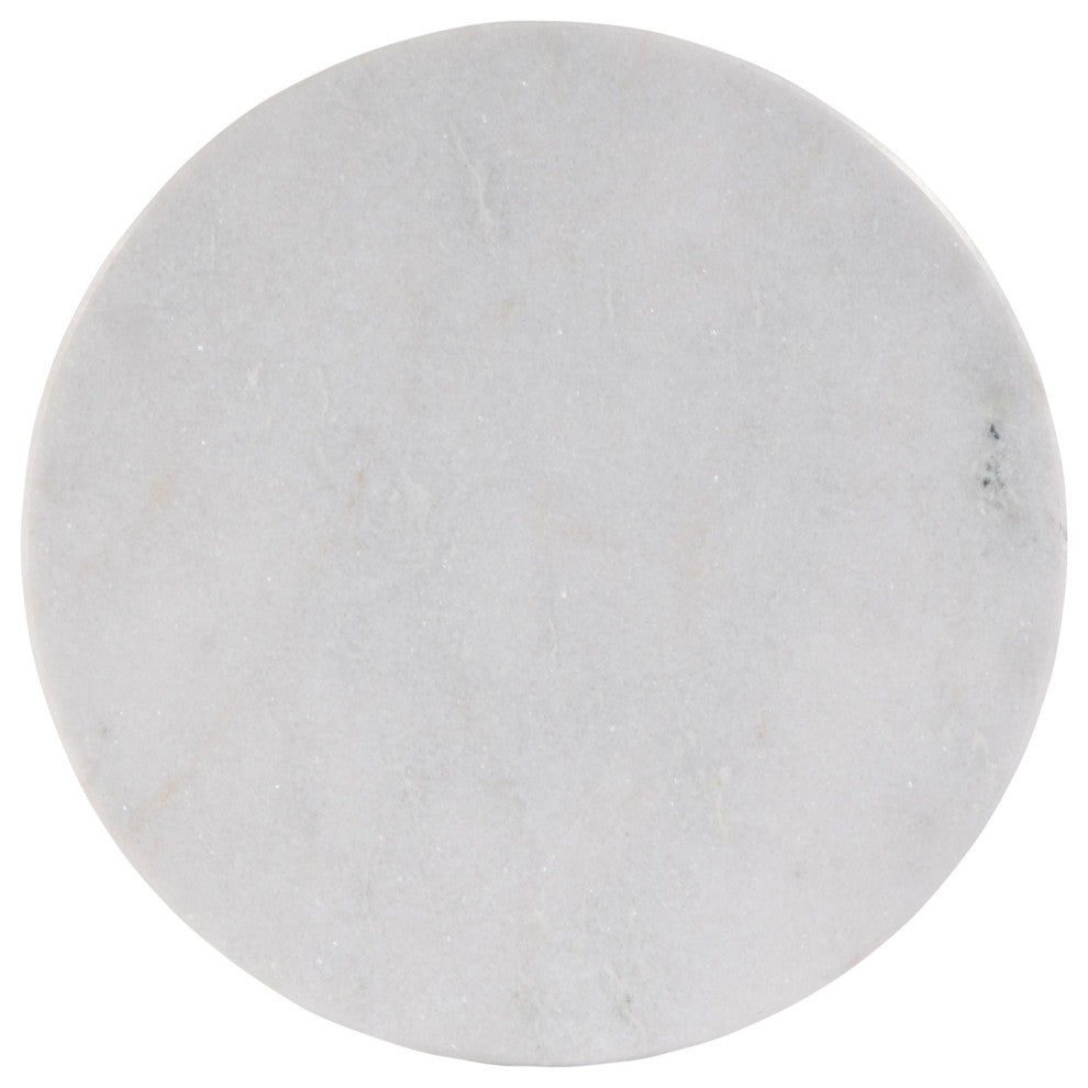 Ada 12" W Round Marble and Metal Side Table