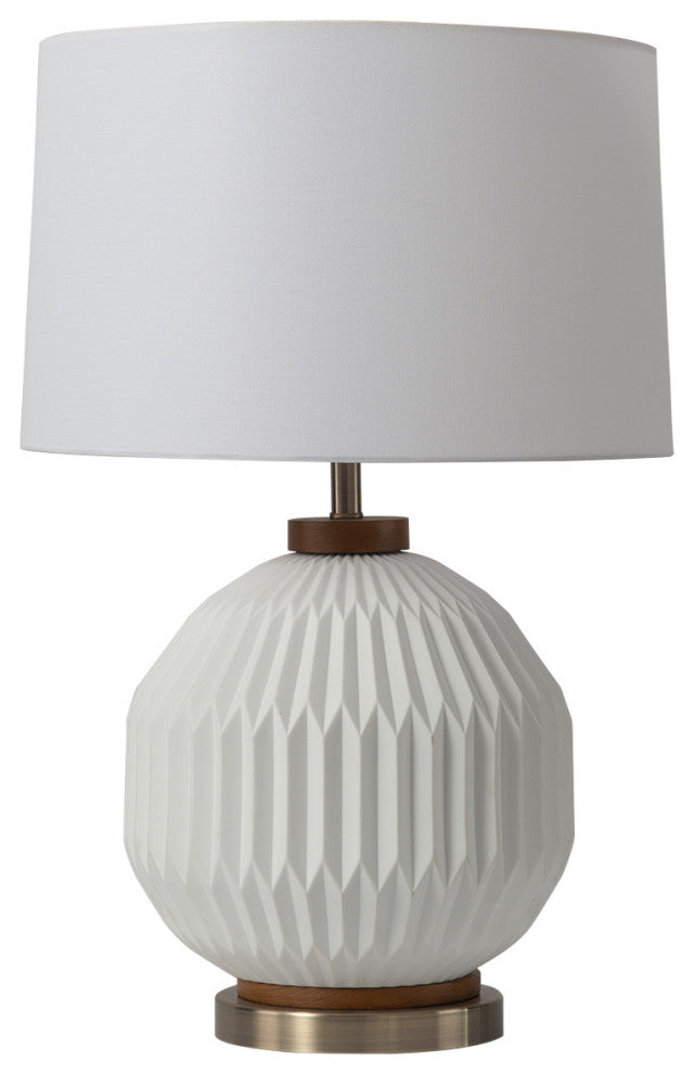 Moraga Table Lamp - 24", Bone Porcelain and Walnut, 4-Way Rotary Switch