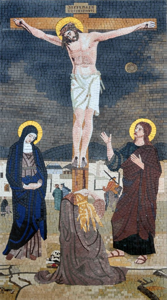 Mosaic Icon, Jesus on The Cross, 28"x55"