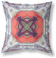 18" Gray Peach Geo Tribal Suede Throw Pillow