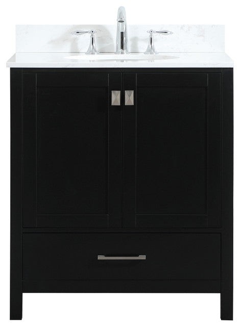 Iris Single Bathroom Vanity, Black, 30", With Backsplash