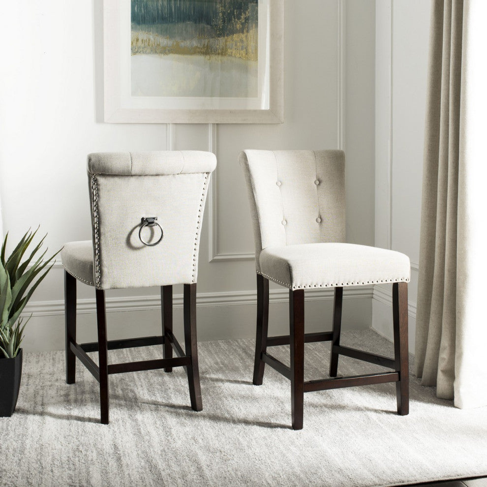 Safavieh Taylor Counter Stool, Light Grey/Espresso