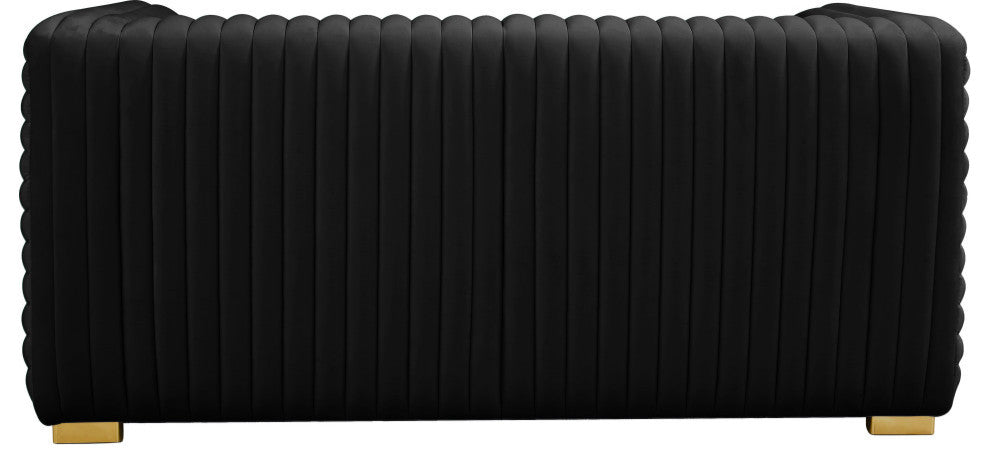 Ravish Velvet Upholstered Chair, Black, Loveseat