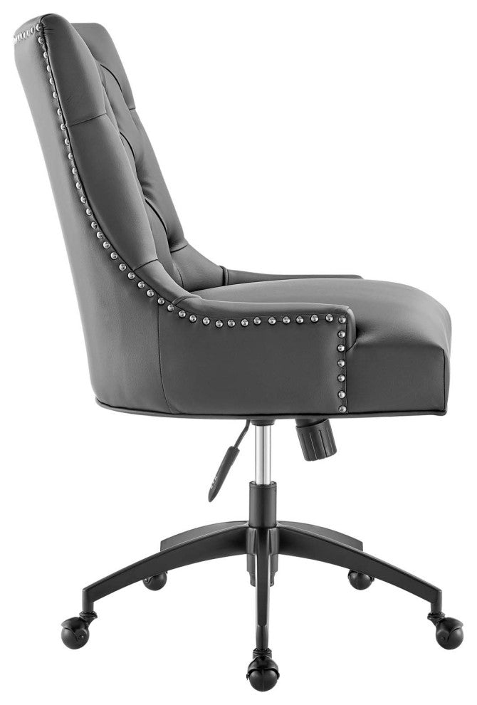 Regent Tufted Vegan Leather Office Chair Black Gray