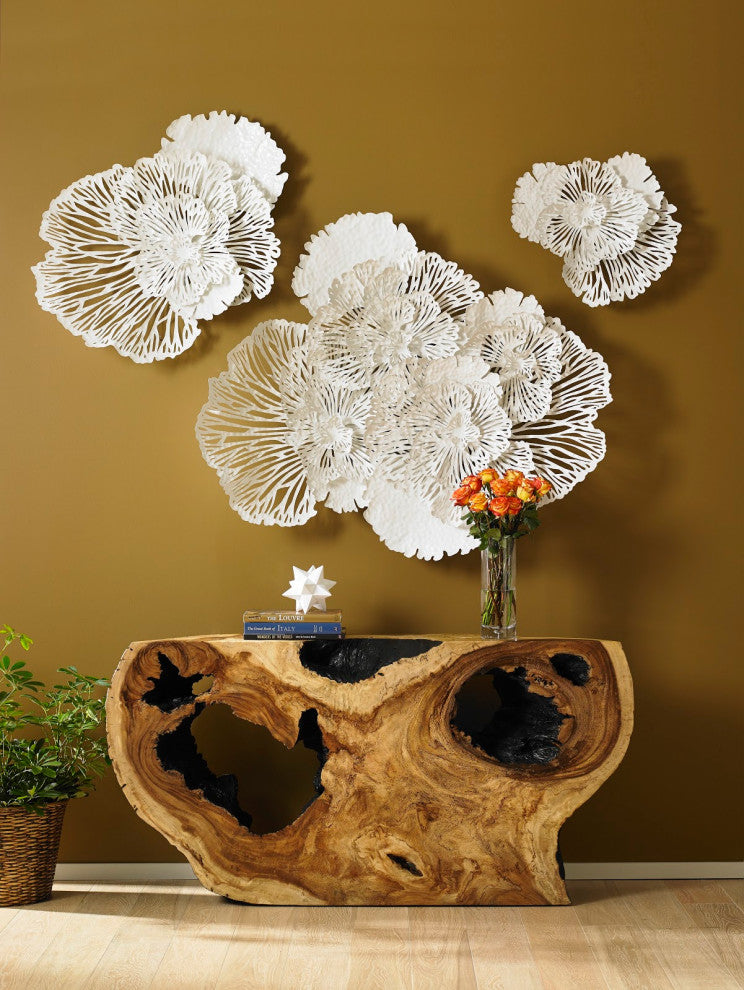 Flower Wall Art, White, Large