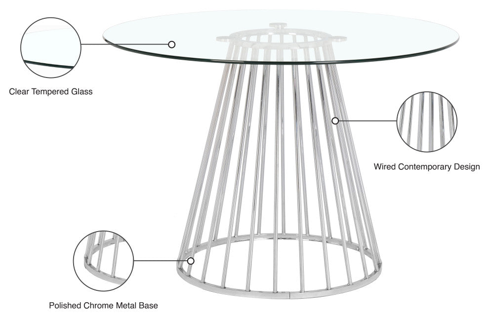 Gio Dining Table, Chrome Base
