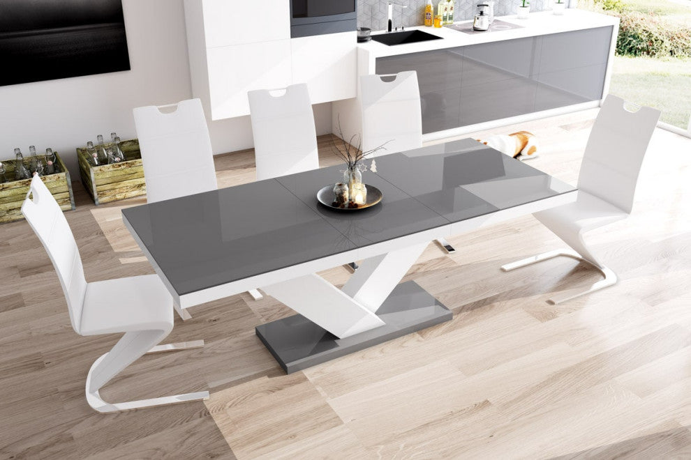 TORIA Dining Set, Grey/White/ White