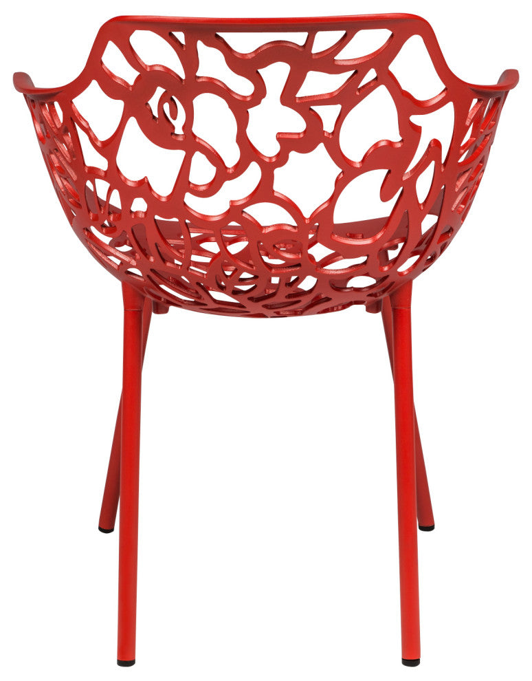 LeisureMod Modern Devon Aluminum Chair, Set of 2 Red