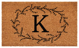 Calloway Mills Rustic Leaf Vine Monogrammed Doormat, 24"x48", Letter K