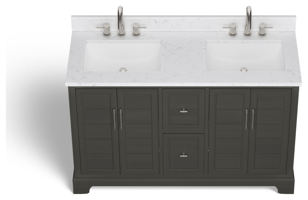 The Thalia Bathroom Vanity, Silver Gray, 54", Double Sink, Freestanding
