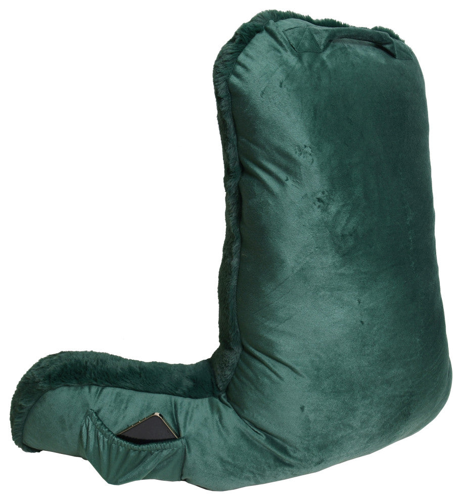 Faux Fur Bedrest Shell, Dark Green, 28"x30" X17"