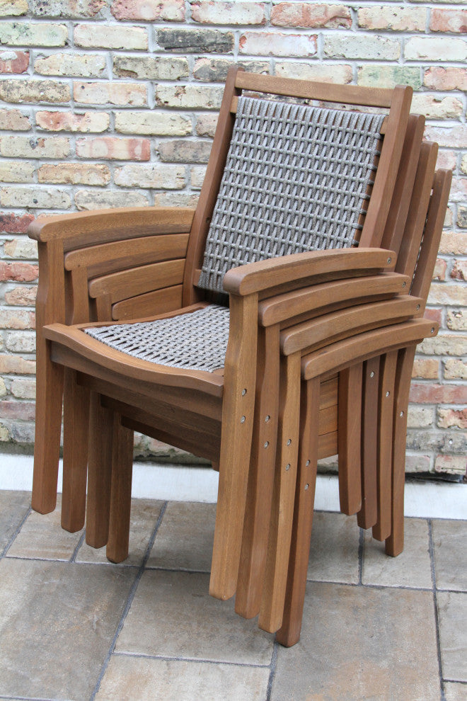 7-Piece Composite Top Dining Set With Stacking Driftwood Grey Chairs