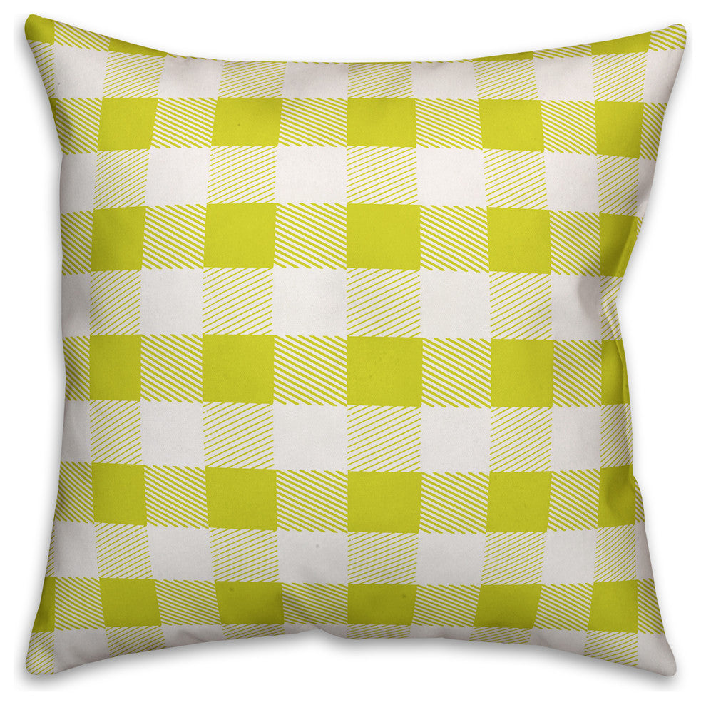 Green Buffalo Check Plaid Throw Pillow, 16"x16"