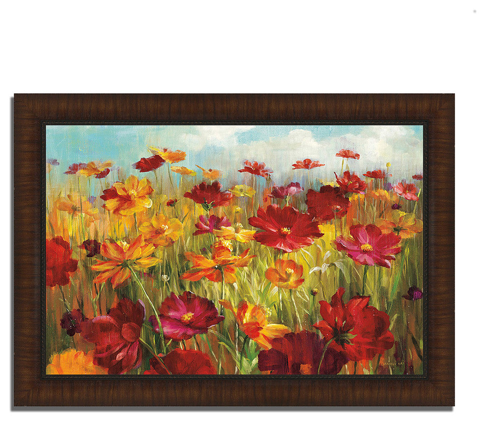 "Cosmos In The Field" By Danhui Nai, Framed Painting Print, Ready To Hang