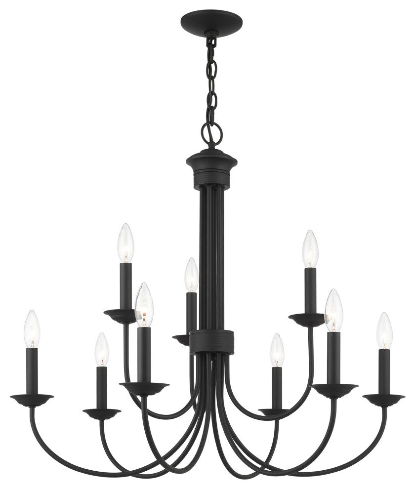 Livex Lighting Estate 9 Light Black 2-Tier Chandelier