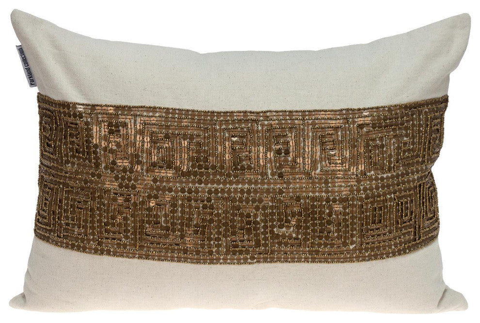 Parkland Collection Misty Beige Throw Pillow, Rectangle, Beige/Bronze