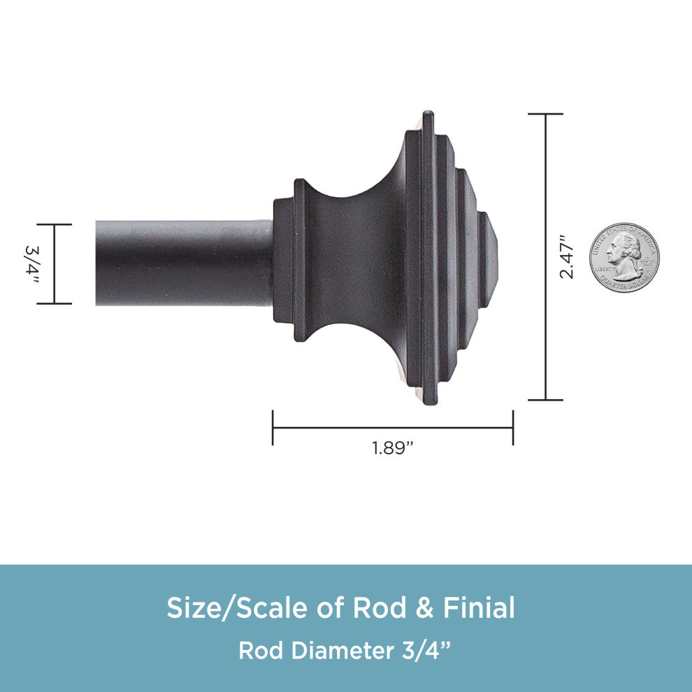 KenneyÂ® Mission 3/4" Decorative Bay Window Curtain Rod, Black