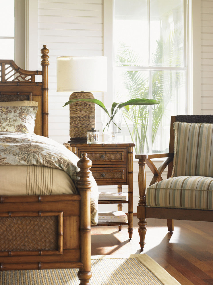 Lifestyle image showing the bedside chest in a bedroom setting next to the bed.