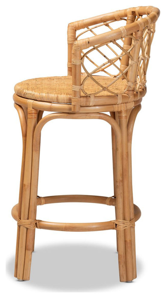 Orchard Modern Bohemian Natural Brown Rattan Counter Stool