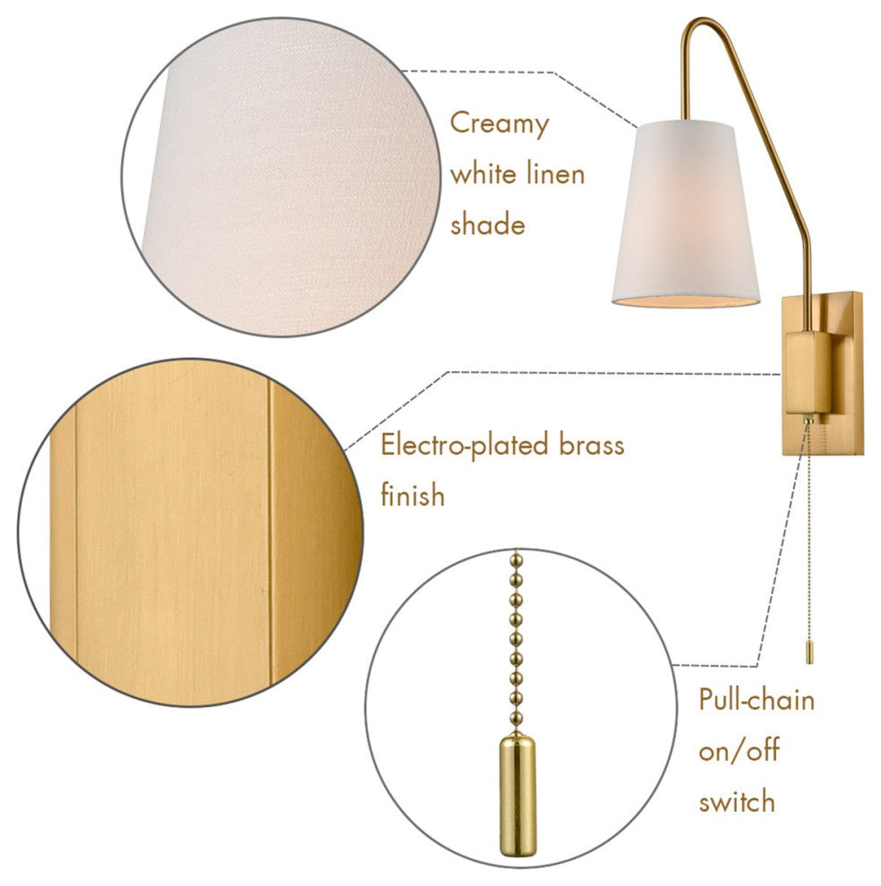 Modern Brass Wall Lamps Plug-In Wall Lights, Set of 2