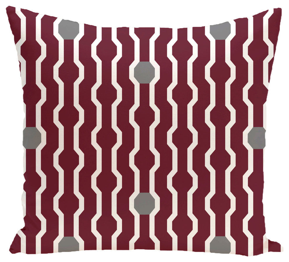 Nuts And Bolts, Decorative Geometric Print Pillow, Cranberry, 26"x26"