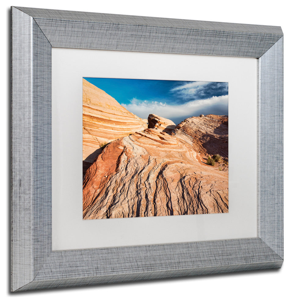 Michael Blanchette 'Stone on Fire' Art, Silver Frame, White Mat, 14x11