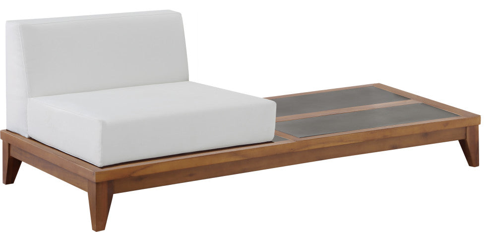 Rio Water Resistant Fabric  Modular Patio Chair w/ Integrated Table, Off White
