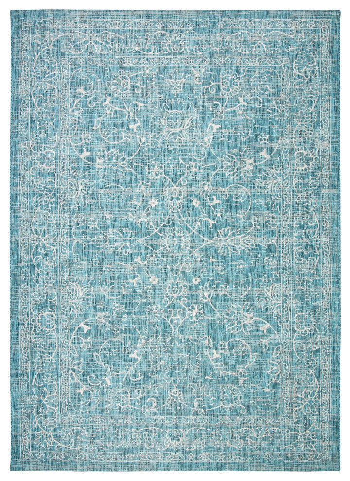 Safavieh Courtyard Cy8680-37121 Outdoor Rug, Aqua and Gray, 2'3"x6'7" Runner