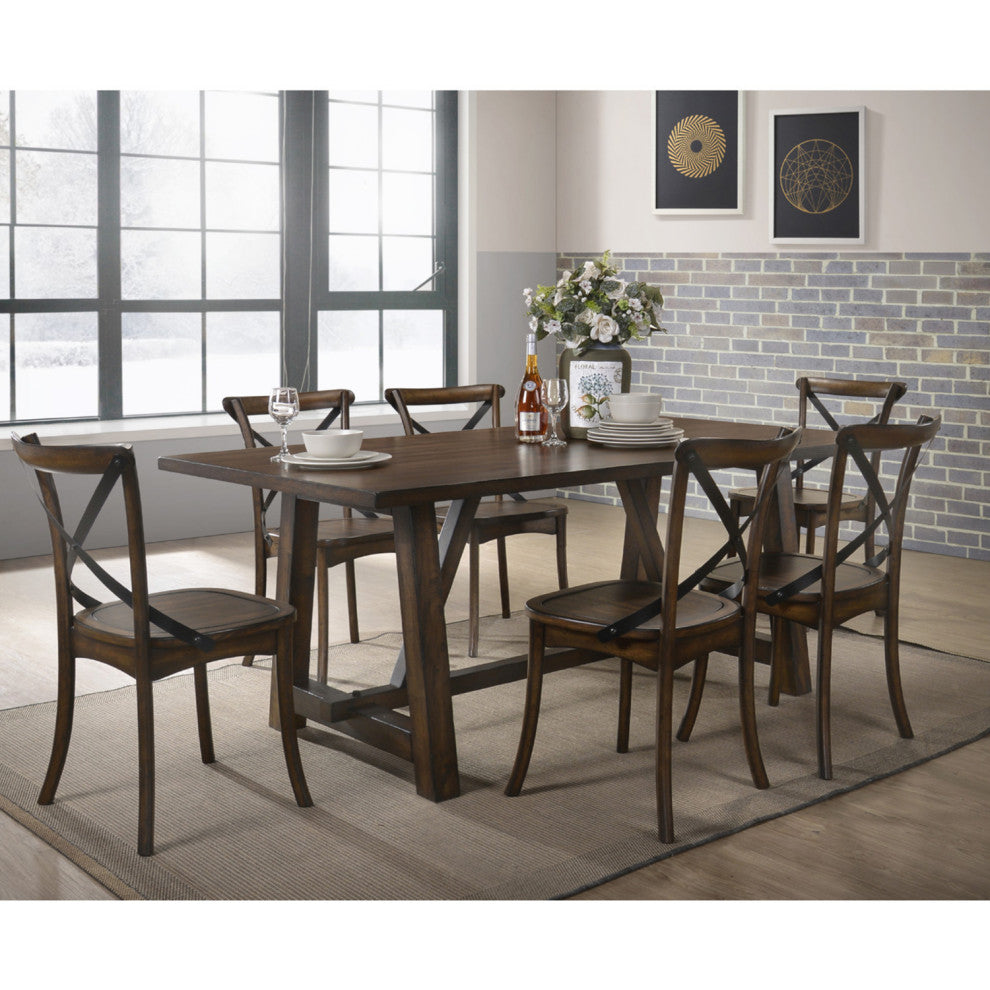 Set of 2 Wood Side Chair, Dark Oak/Black