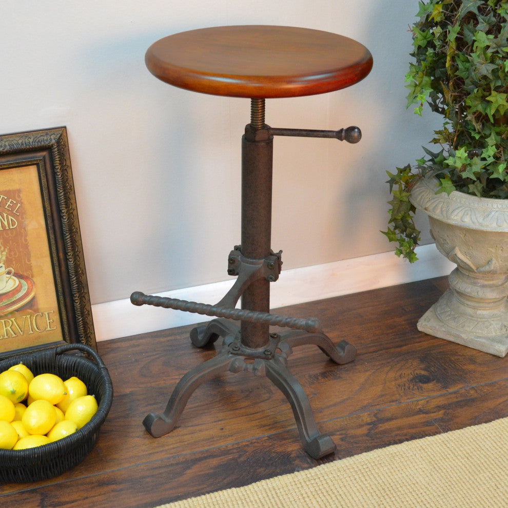 Justin Adjustable Stool, Chestnut/Industrial