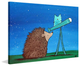 "Hedgehog Stargazer" Painting Print on Wrapped Canvas