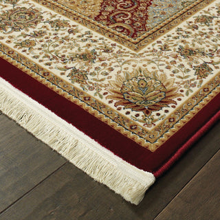 Mackenzie Panel Medallions Red/ Multi Fringed Area Rug, 2'3"X10'