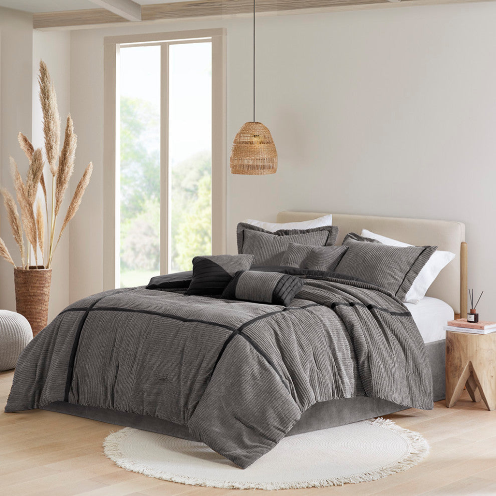 Madison Park Dallas 7 Piece Micro Corduroy Comforter Set